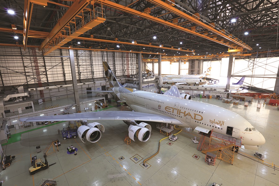 A380 inside hangar