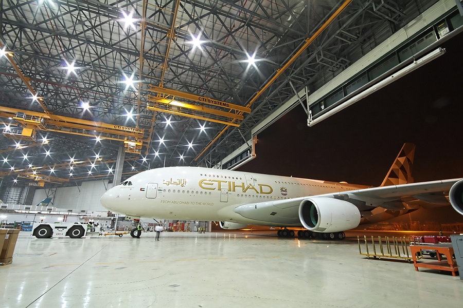 A380 inside hangar